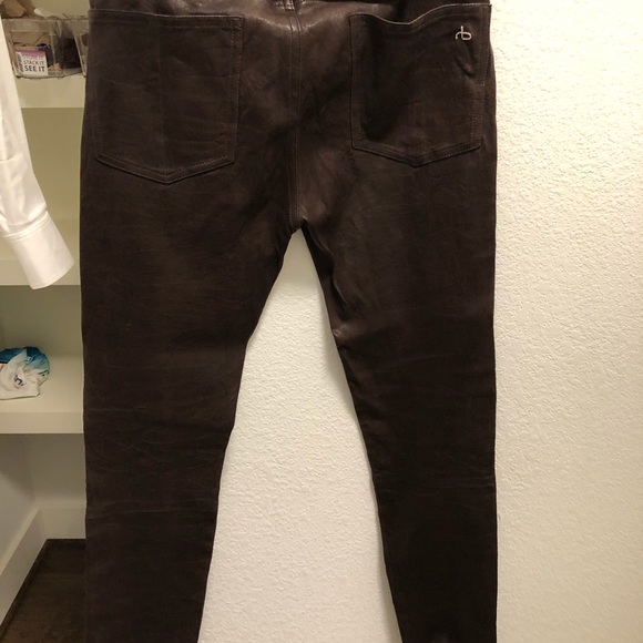 Rag & Bone Leather Skinny Jeans - Burgundy - Picture 2 of 5